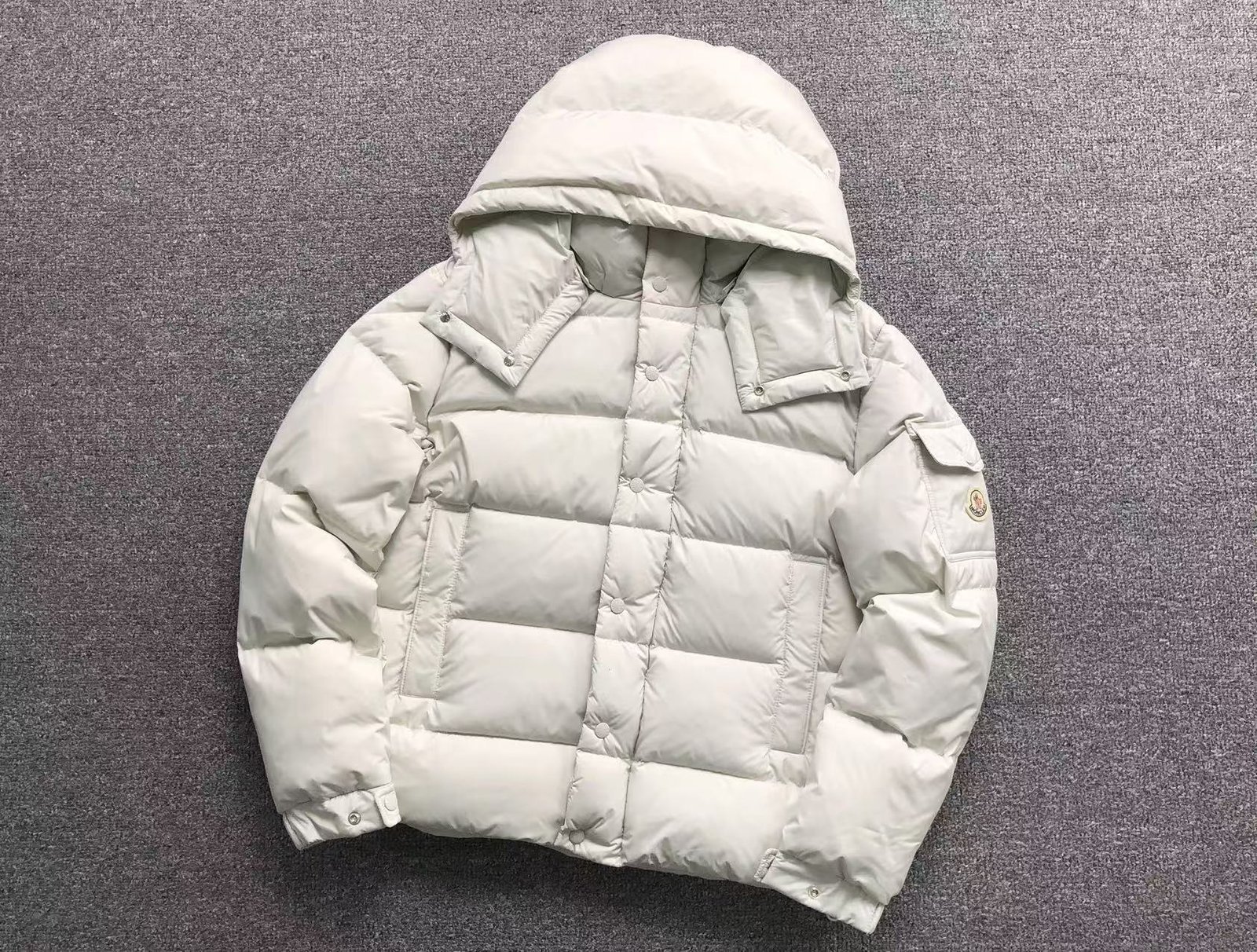 Moncler Logo Puffer Jacket White - Image 2