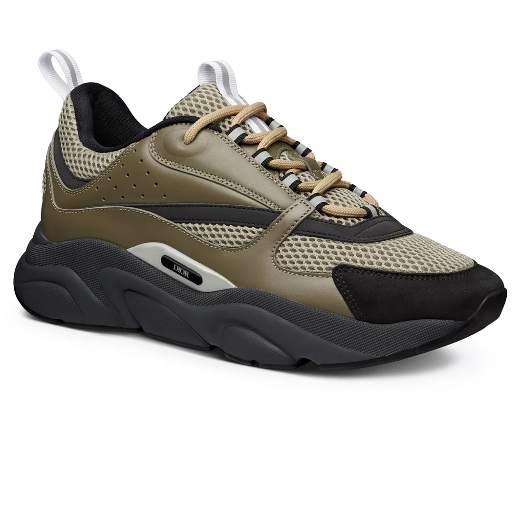 Dior Sneaker B22 Khaki Black Calfskin - Image 2