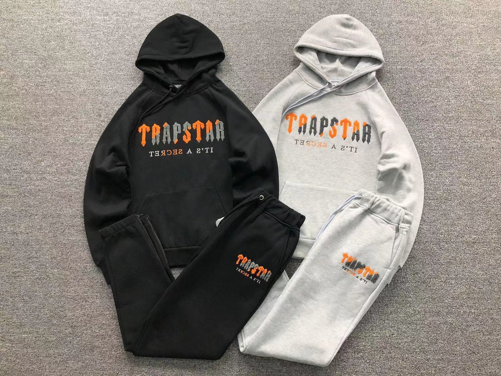 Trapstar Chenille Decoded Tracksuit Grey Orange - Image 2