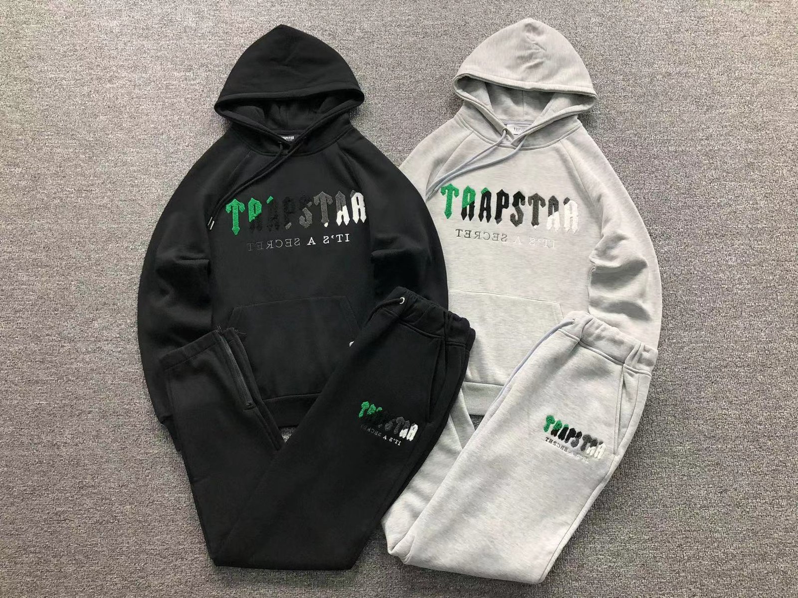Trapstar Chenille Decoded Tracksuit Grey Green - Image 2