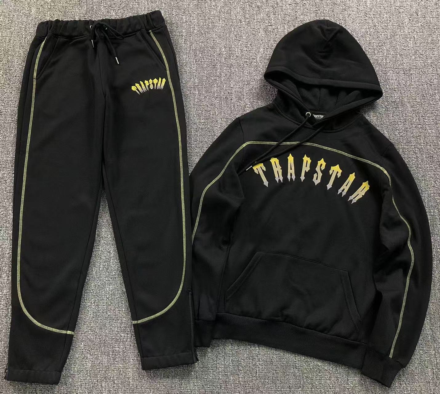 Trapstar Central Cee Irongate Chenille Arch Tracksuit Black Yellow - Image 2