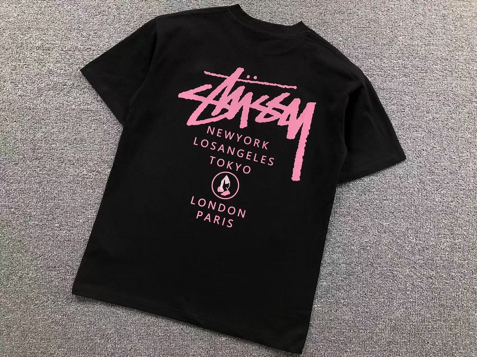 Stussy World Tour Tshirt Black Pink - Image 2