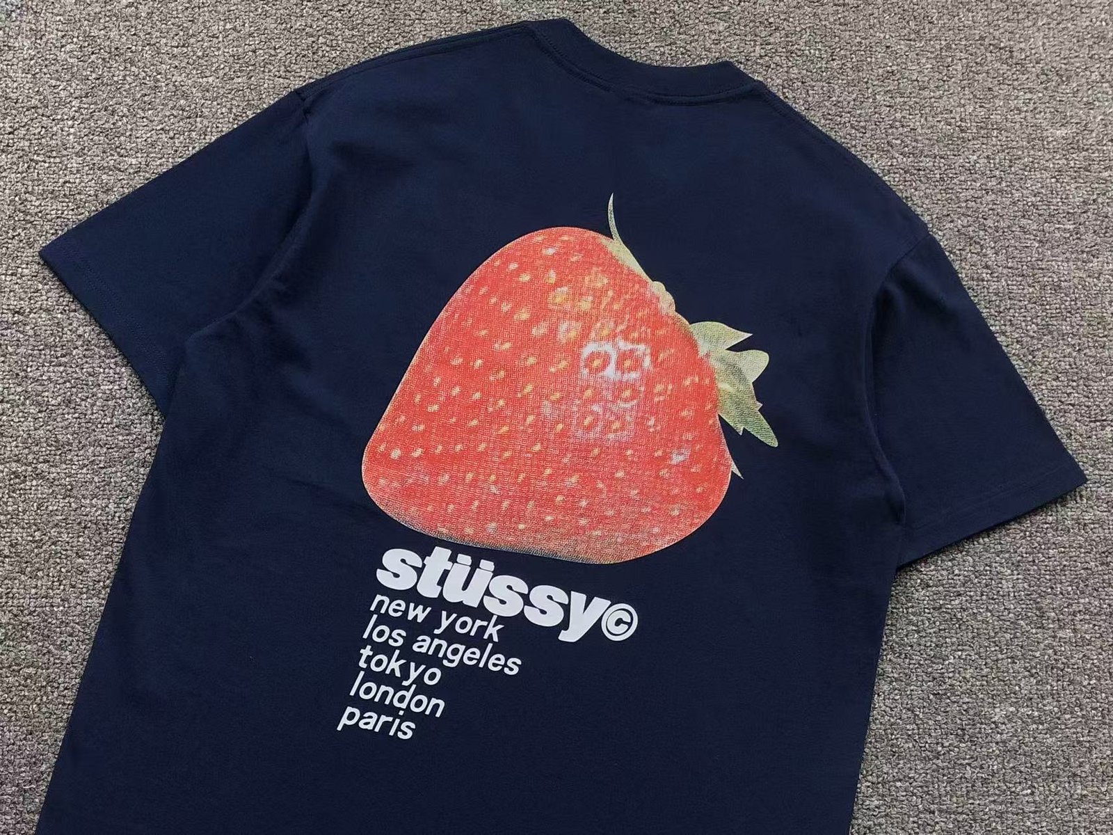 Stussy Strawberry Tshirt Navy - Image 2