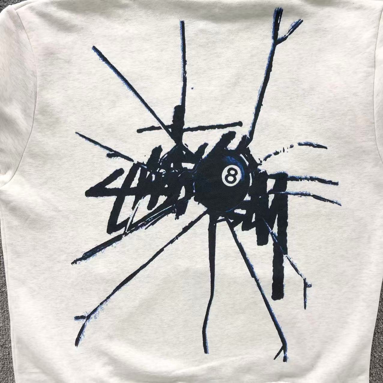 Stussy Logo Zip Up Hoodie White - Image 2