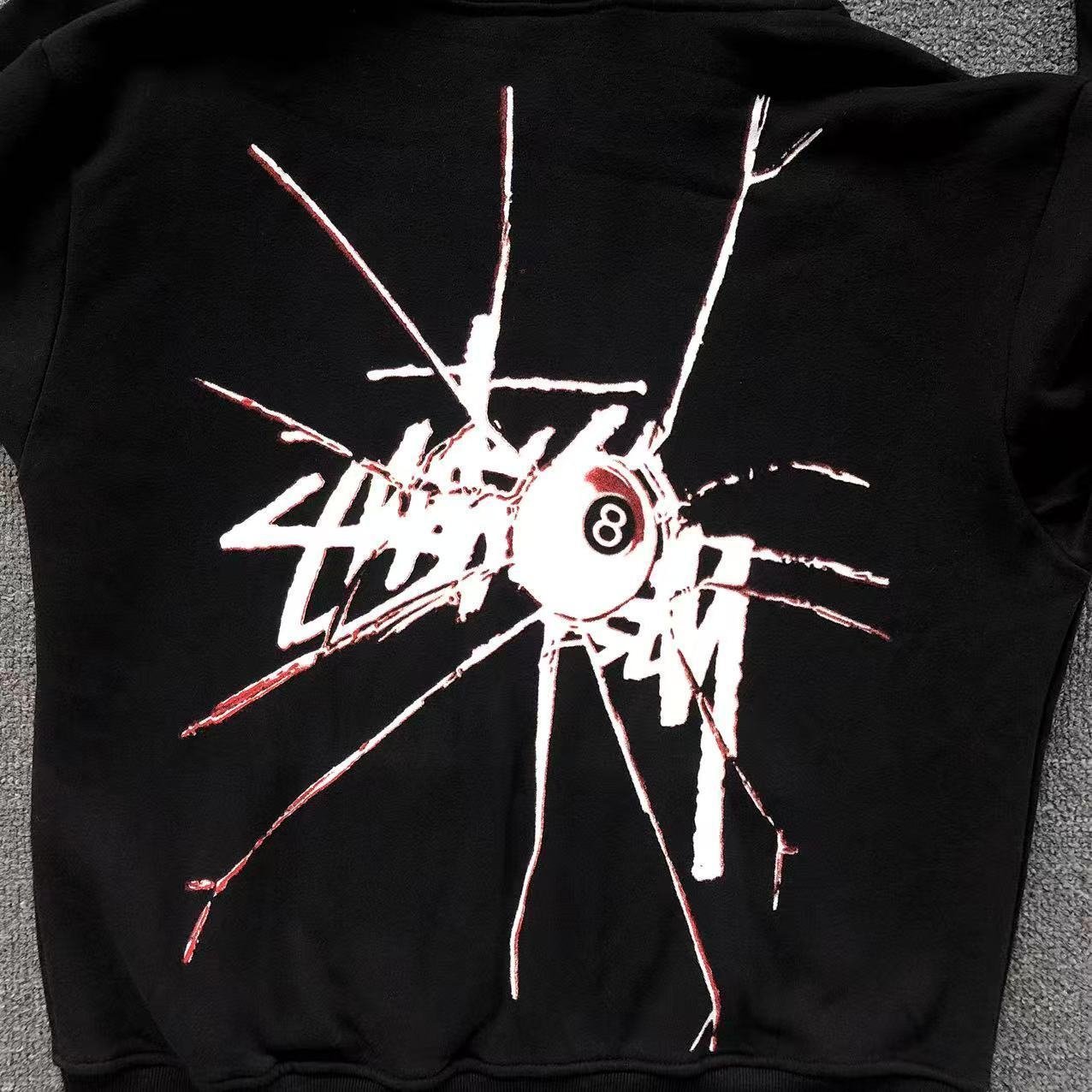 Stussy Logo Zip Up Hoodie Black - Image 2