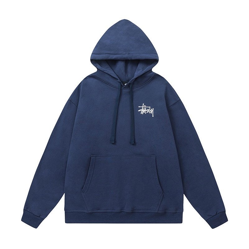 Stussy Logo Hoodie Navy - Image 2