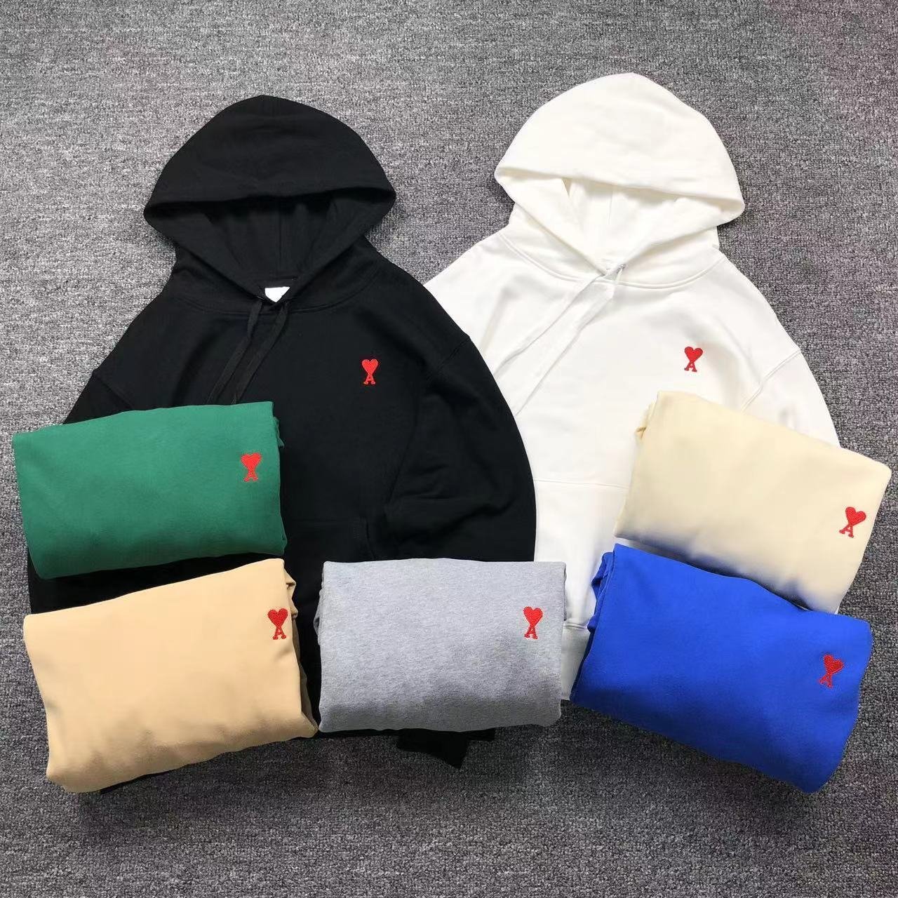 Ami Red Heart Hoodie White - Image 2