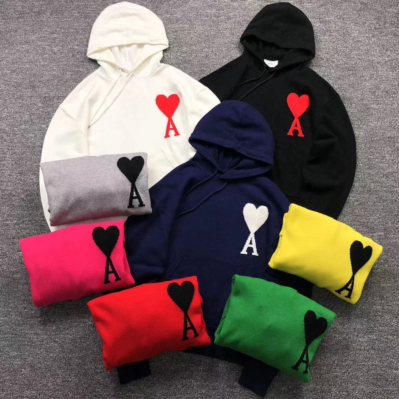 Ami Red Heart Wool Hoodie Black - Image 2