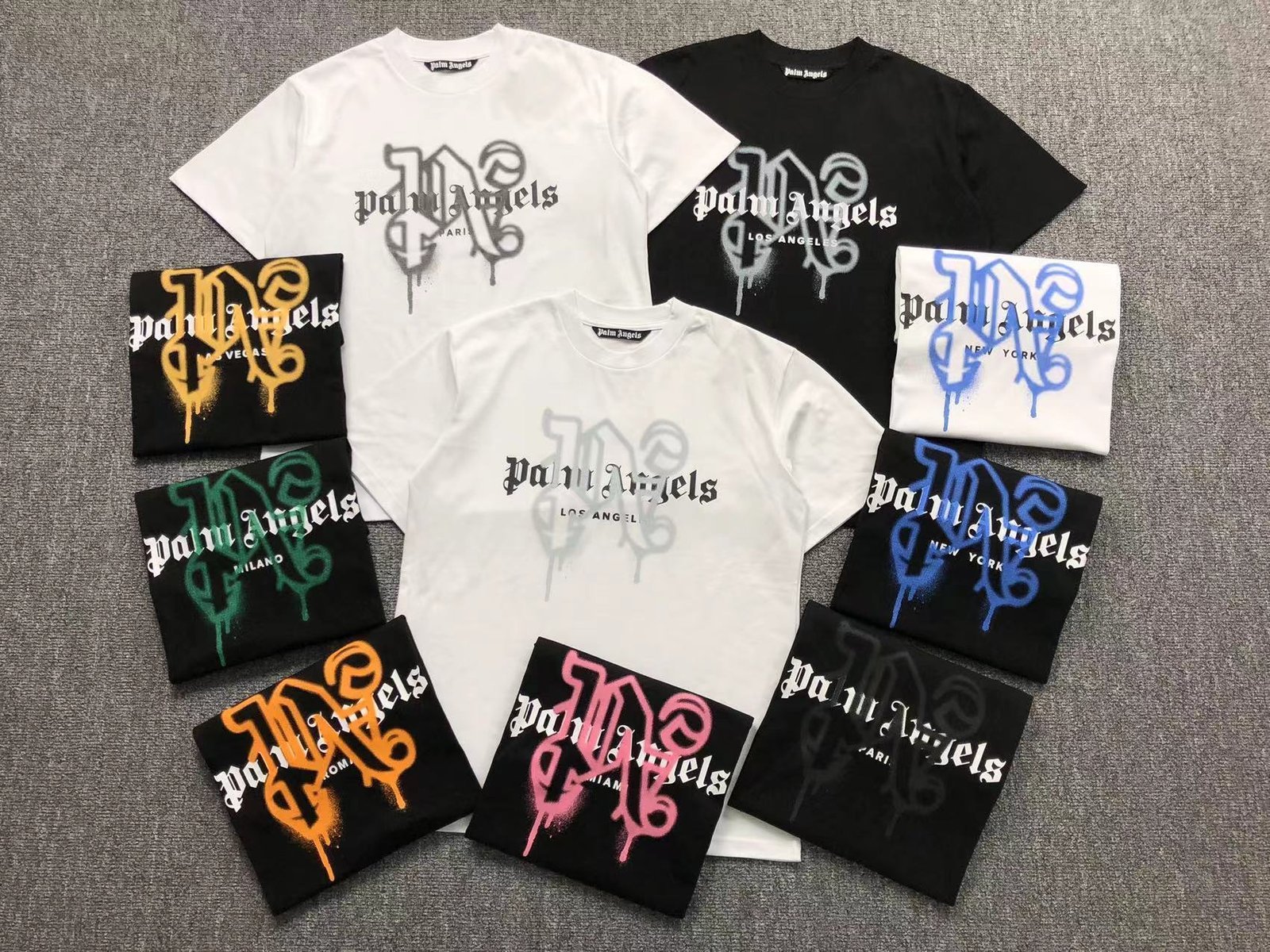 Palm Angels Los Angeles Tshirt White Grey - Image 2