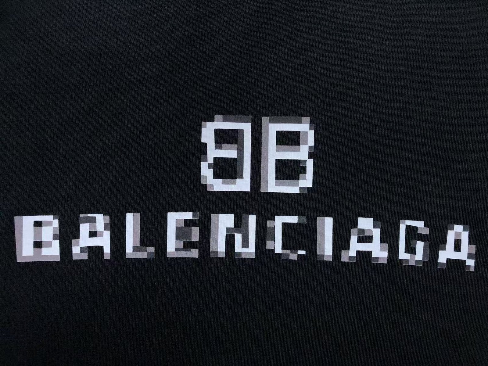 Balenciaga Pixel Logo Tshirt Black - Image 3