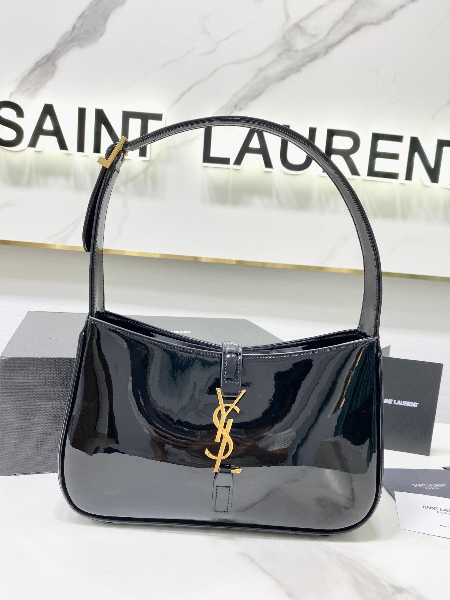 Yves Saint Laurent Le 5 A 7 Bag Shiny Black - Image 3