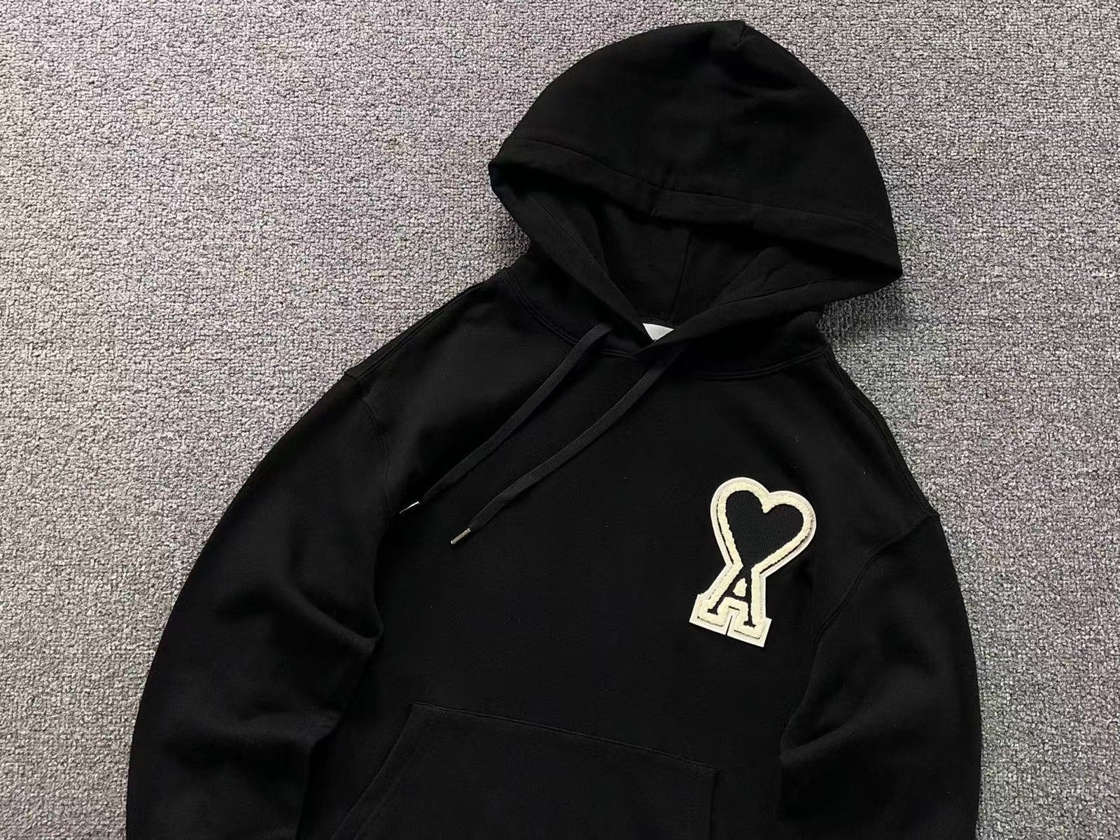 Ami Big Black Heart Hoodie Black - Image 3