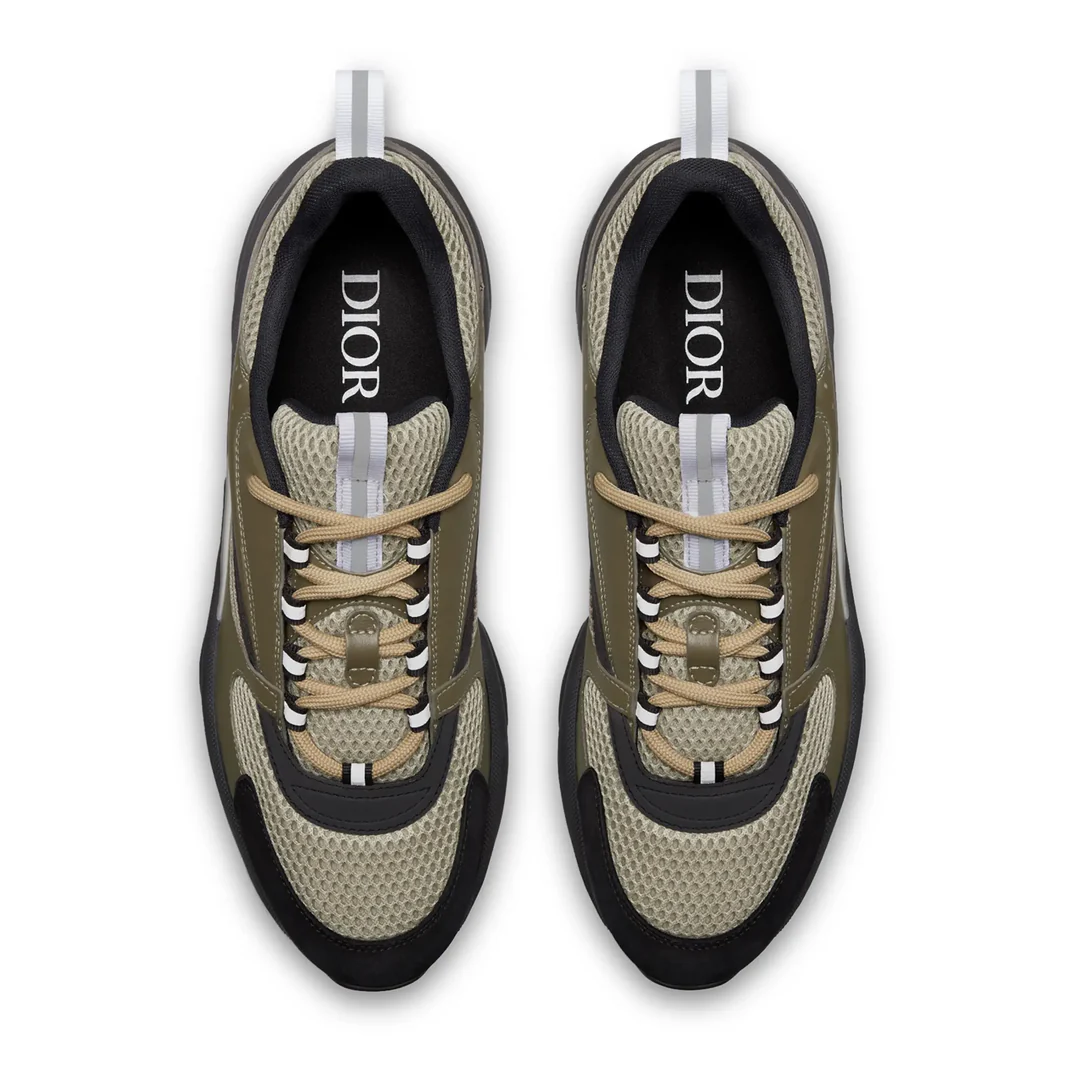Dior Sneaker B22 Khaki Black Calfskin - Image 3
