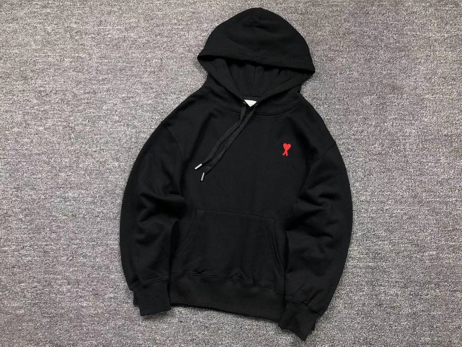 Ami Red Heart Hoodie Black - Image 3