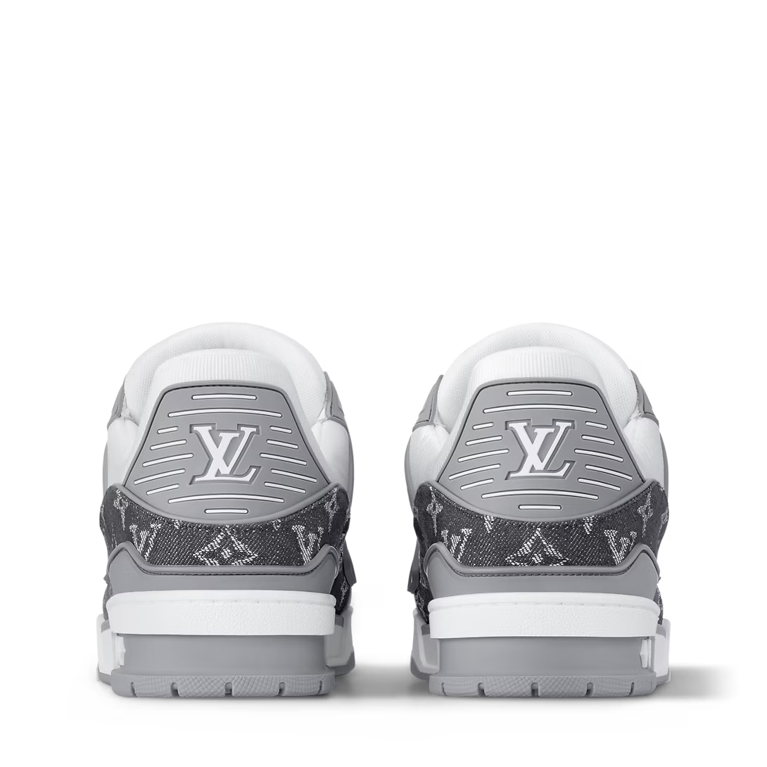Louis Vuitton Trainer Sneaker Denim White Grey - Image 3