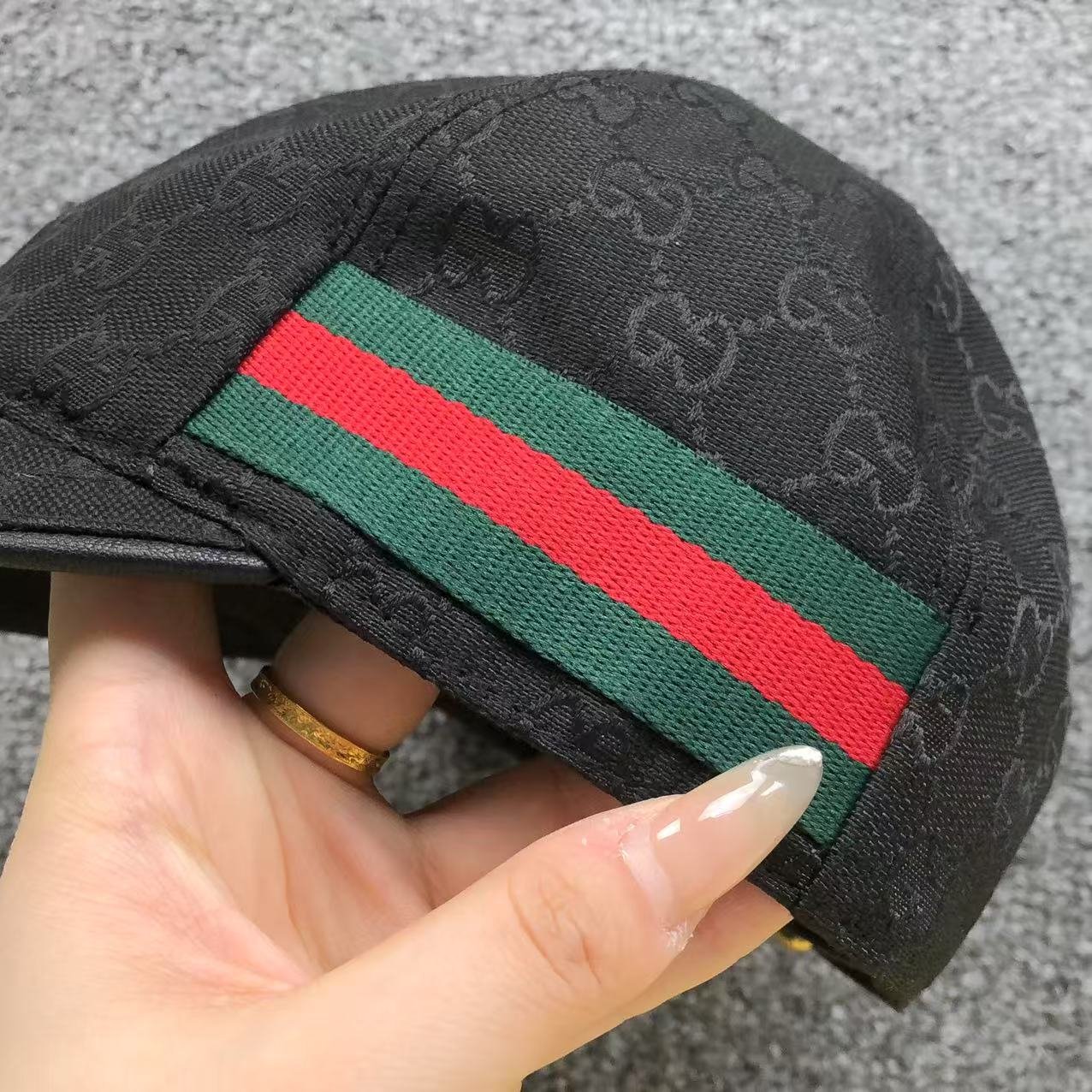 Gucci Logo Pattern Hat Black - Image 4