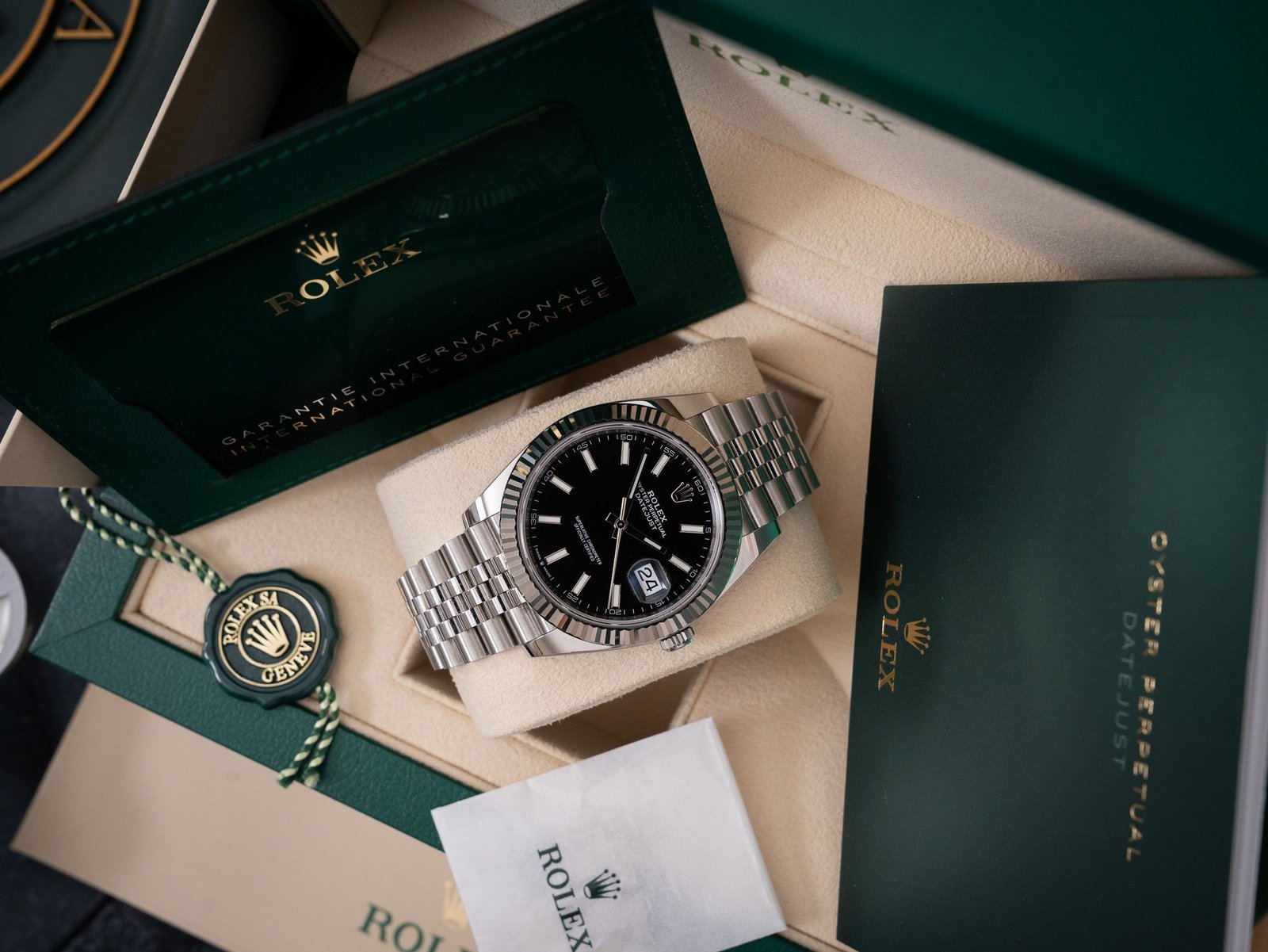 Rolex Date Just Black Index Dial Watch - Image 4