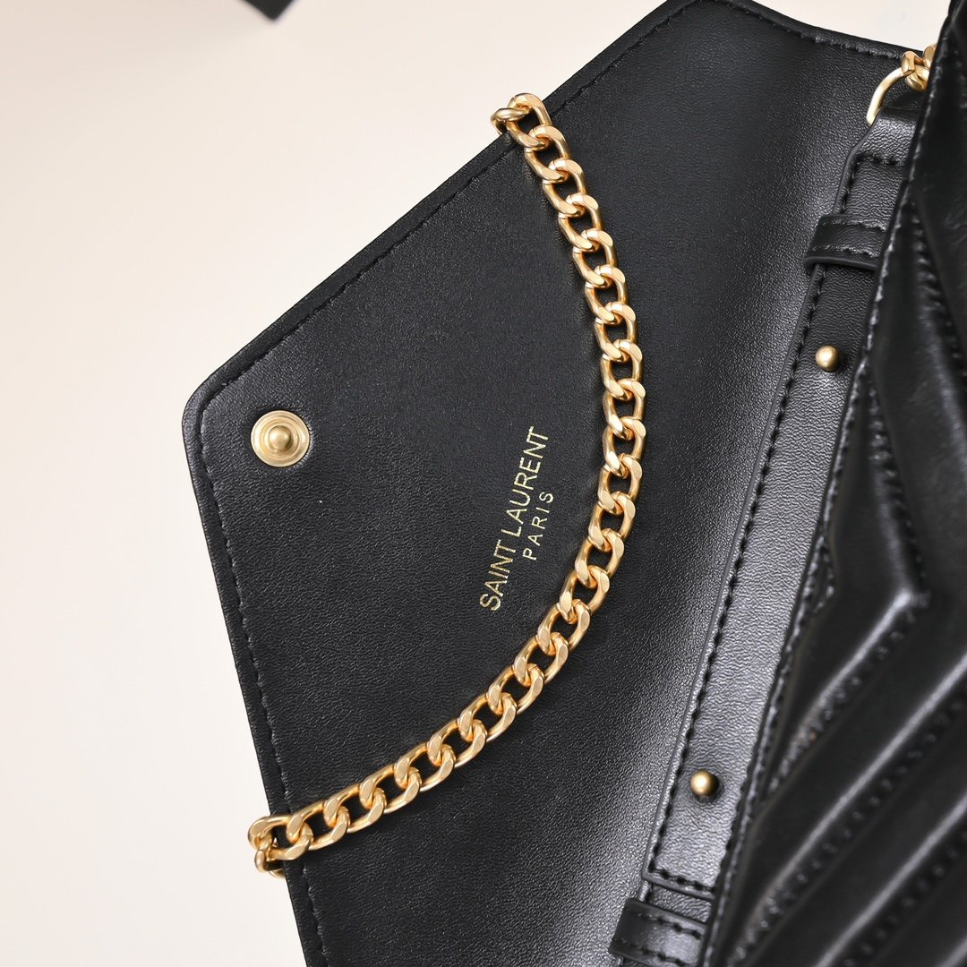 Yves Saint Laurent Chain Wallet Black Gold - Image 4