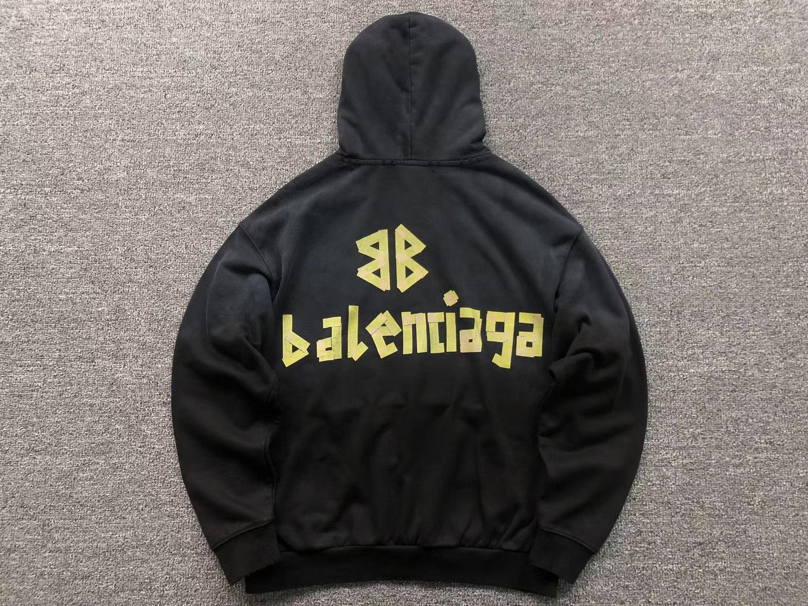 Balenciaga Distressed Logo Hoodie Black - Image 4