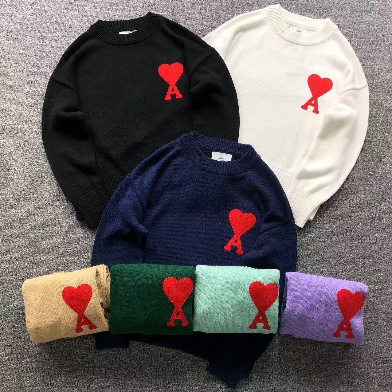 Ami Big Heart Wool Sweater White - Image 4