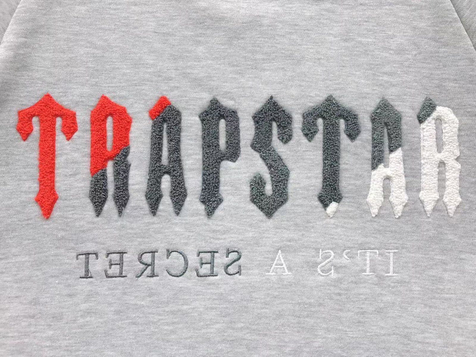 Trapstar Chenille Decoded Tracksuit Grey Red - Image 4