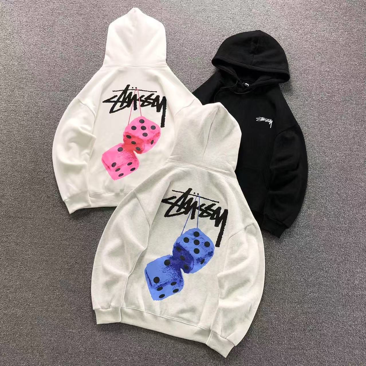 Stussy Fuzzy Dice Hoodie White Pink - Image 5