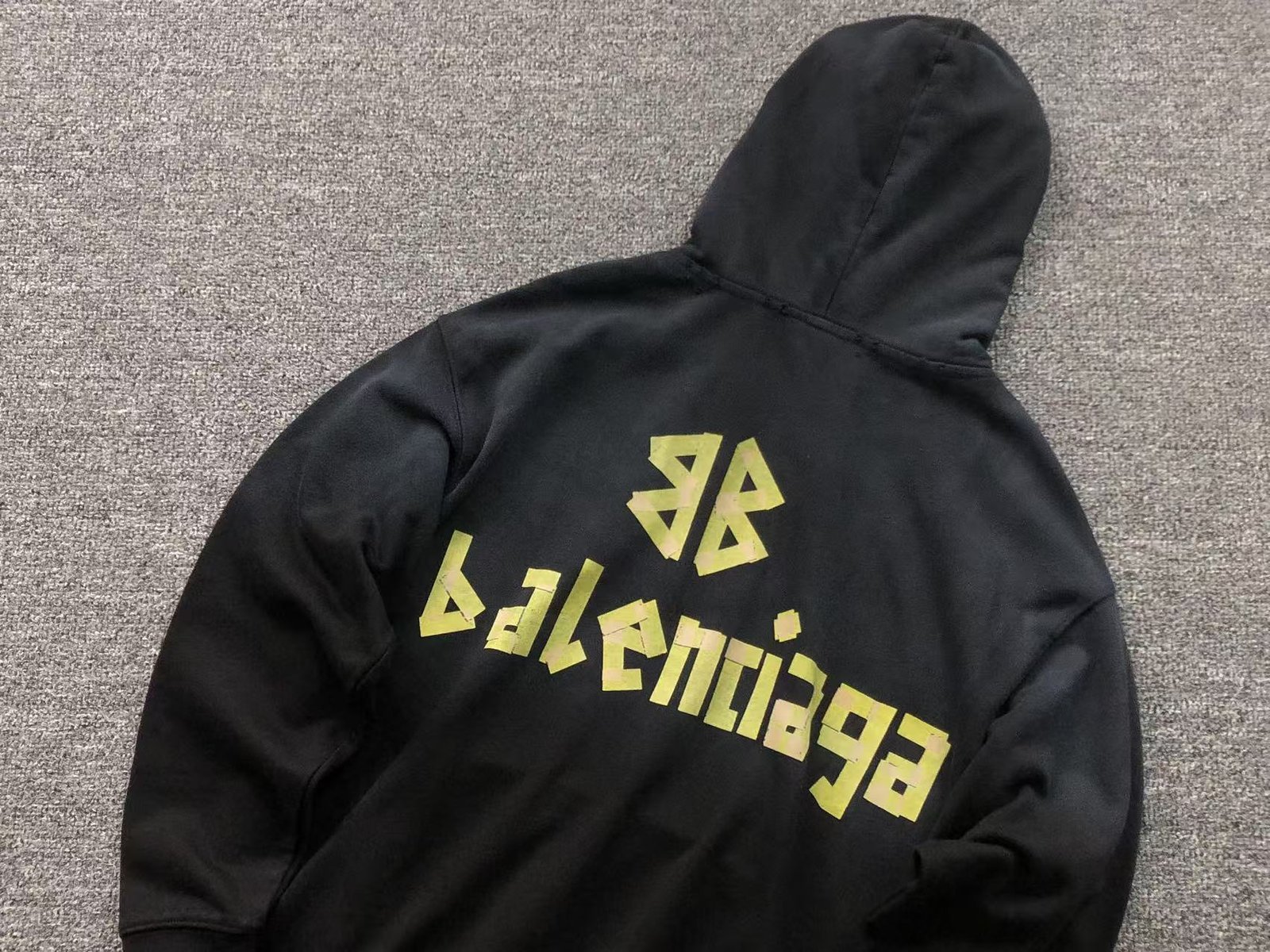 Balenciaga Distressed Logo Hoodie Black - Image 5
