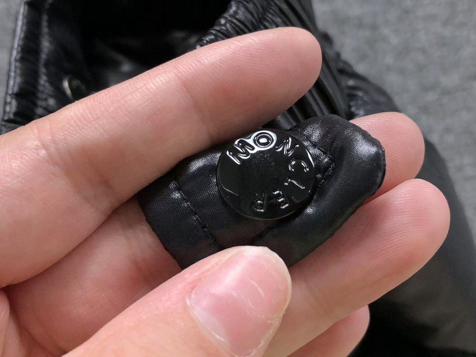 Moncler Logo Shiny Puffer Jacket Black - Image 5