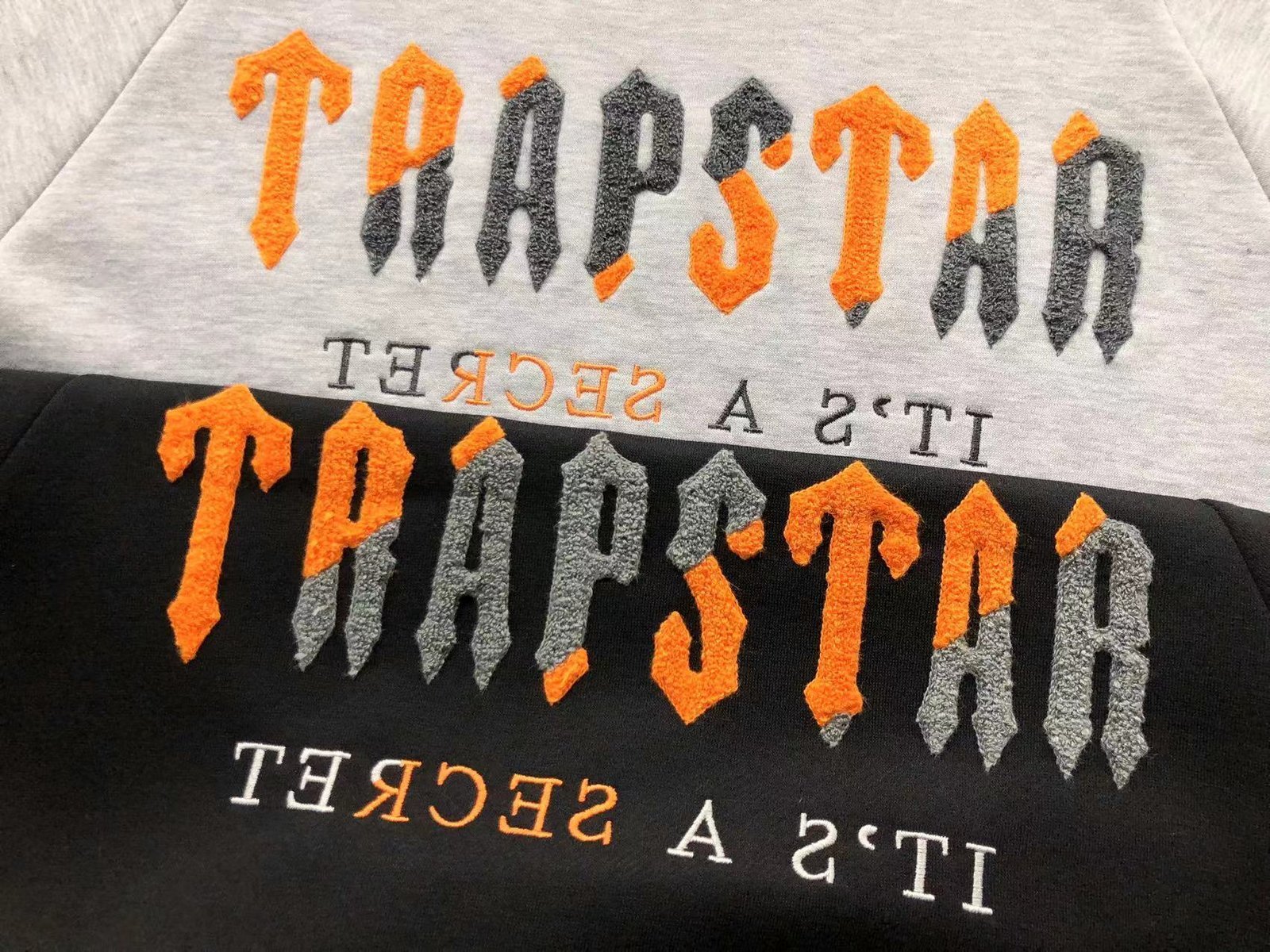 Trapstar Chenille Decoded Tracksuit Grey Orange - Image 5