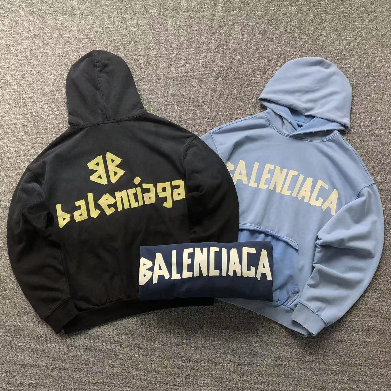 Balenciaga Distressed Logo Hoodie Black - Image 6