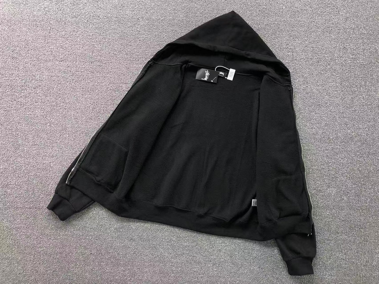 Stussy Logo Zip Up Hoodie Black - Image 6