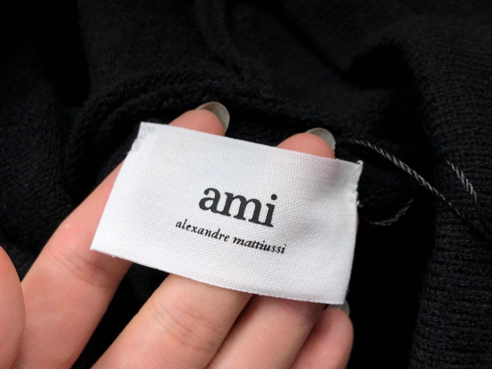 Ami Red Heart Wool Hoodie Black - Image 7
