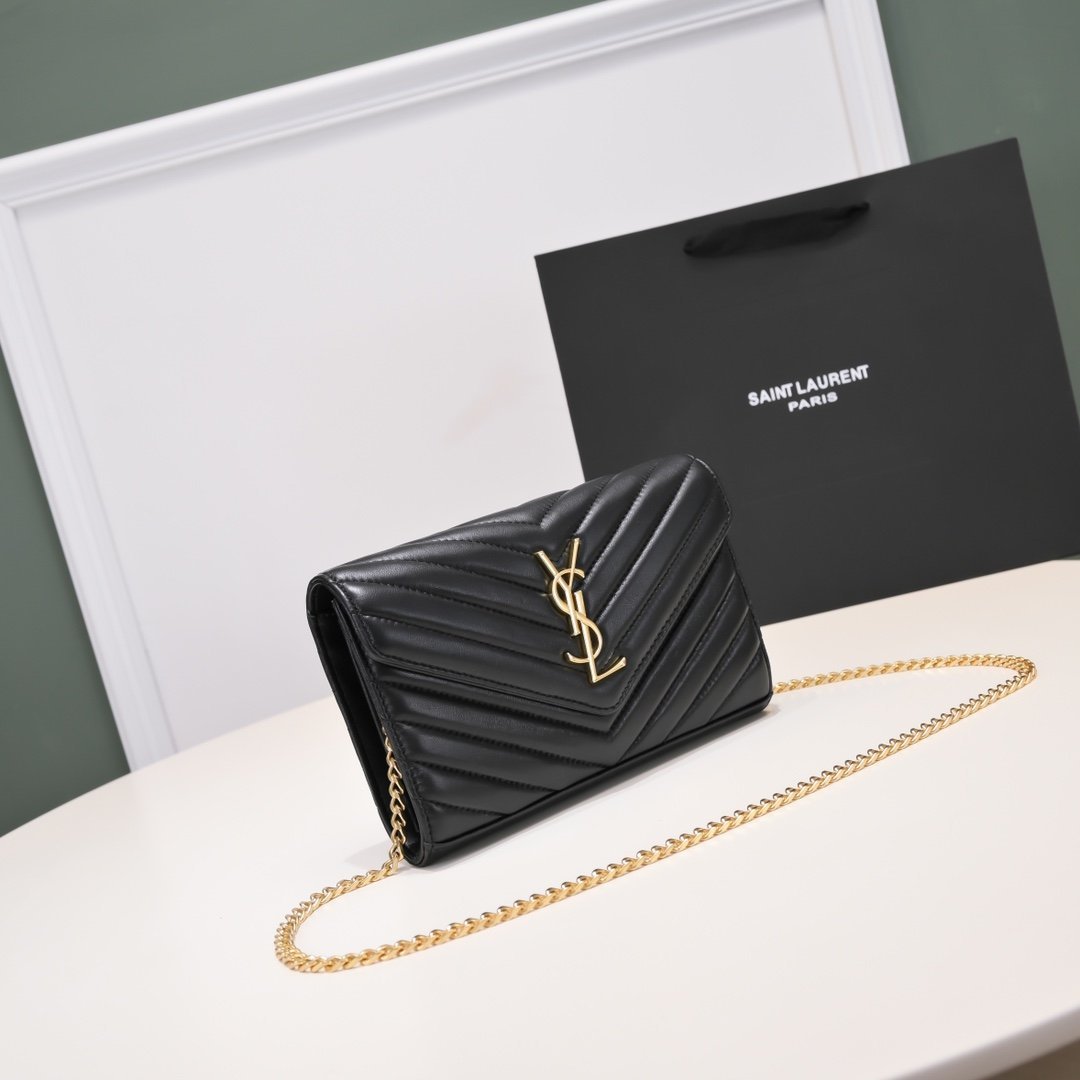Yves Saint Laurent Chain Wallet Black Gold - Image 8