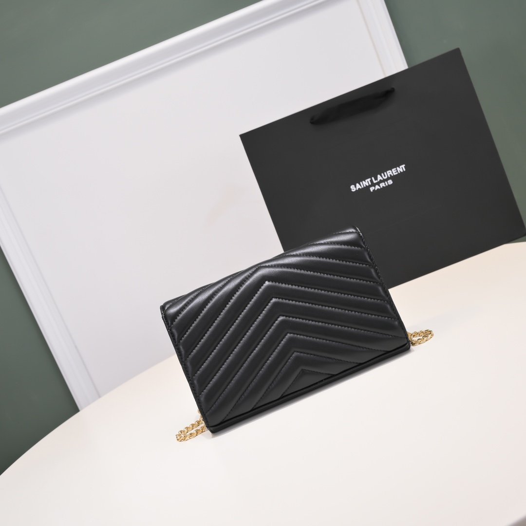 Yves Saint Laurent Chain Wallet Black Gold - Image 9