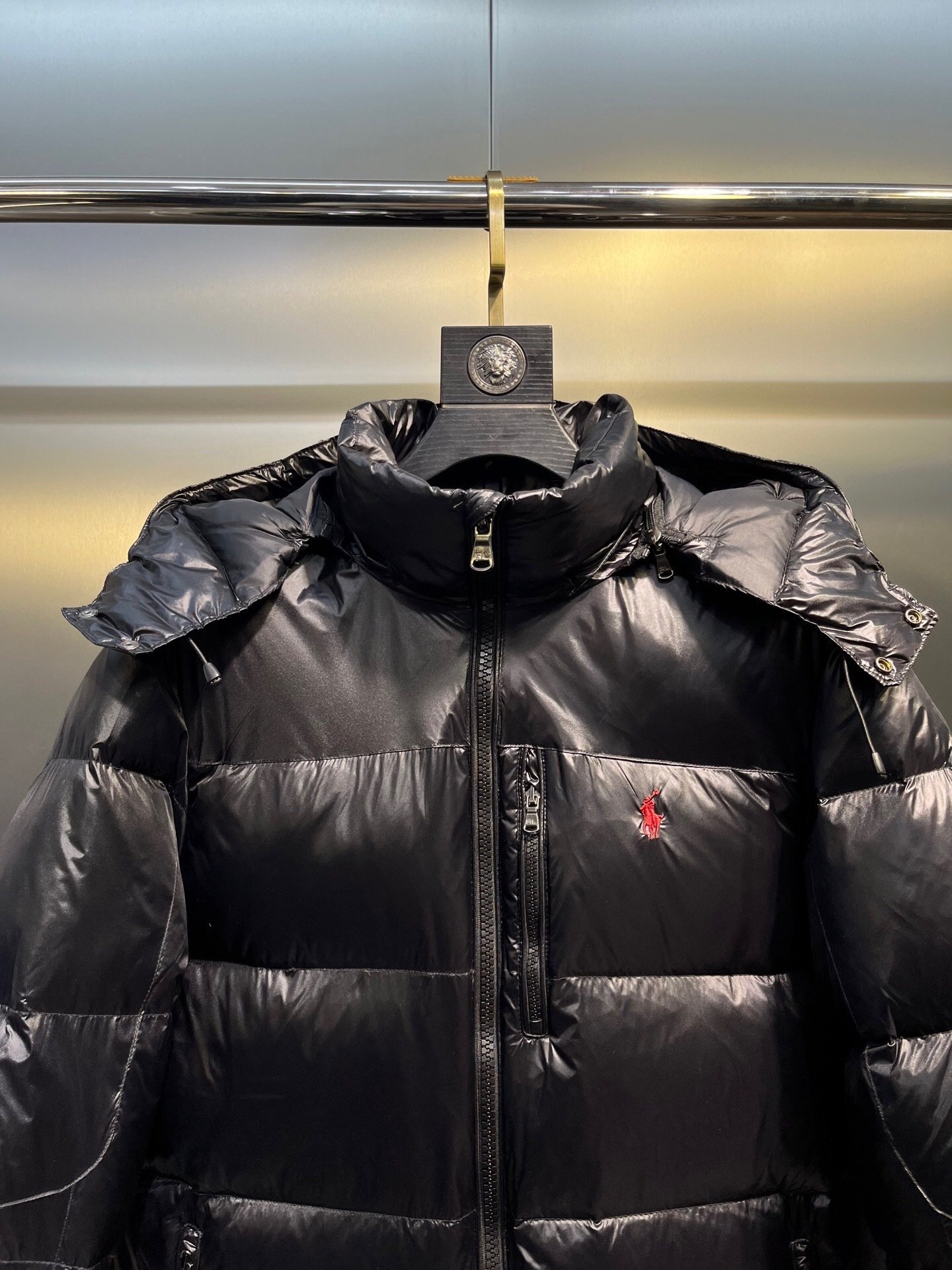 Polo Ralph Lauren Black Shiny Down Puffer Jacket - Image 2