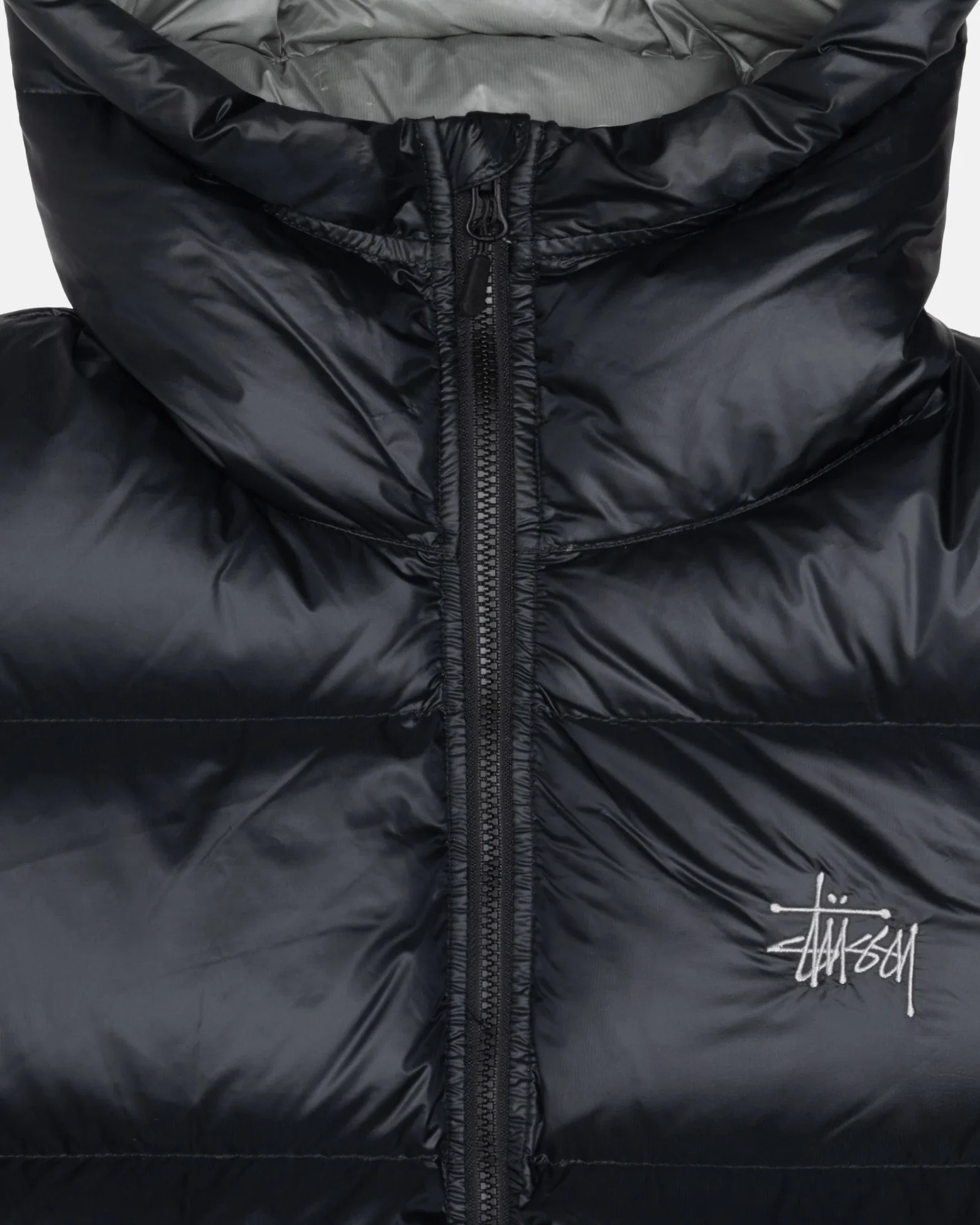 Stussy Ripstop Down Parka Black Grey Jacket - Image 3