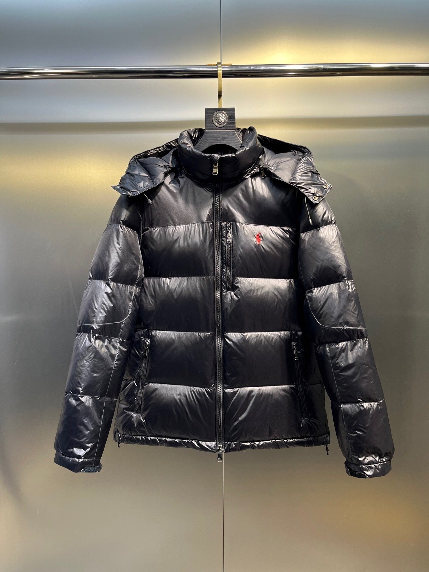 Polo Ralph Lauren Black Shiny Down Puffer Jacket - Image 3