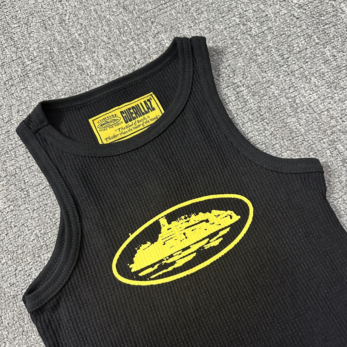 Corteiz Alcatraz Tank Top Black Yellow - Image 4