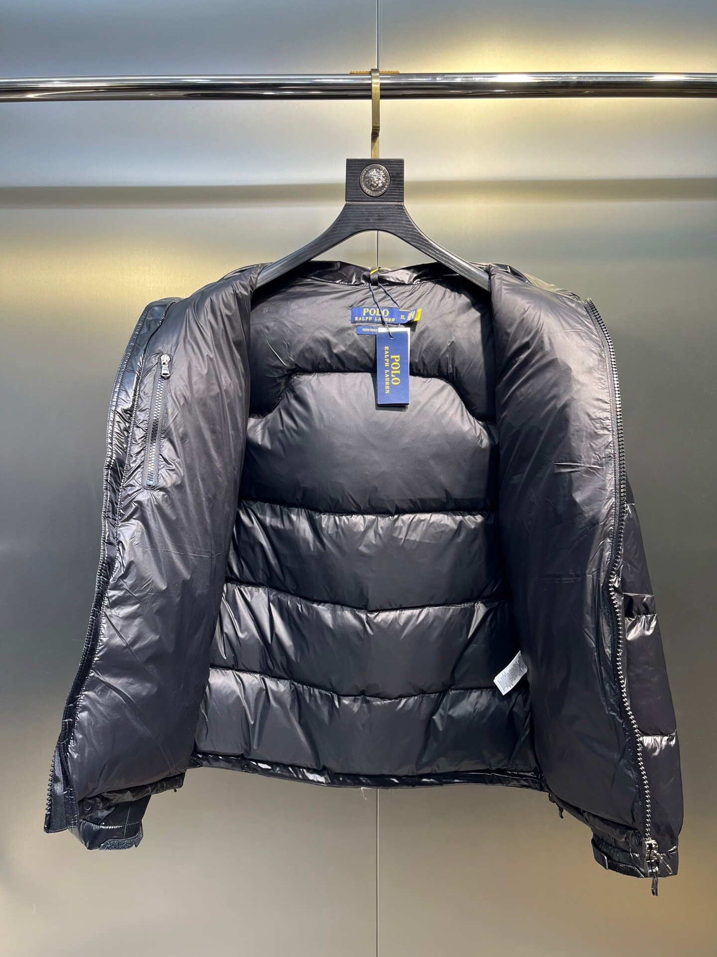 Polo Ralph Lauren Black Shiny Down Puffer Jacket - Image 7