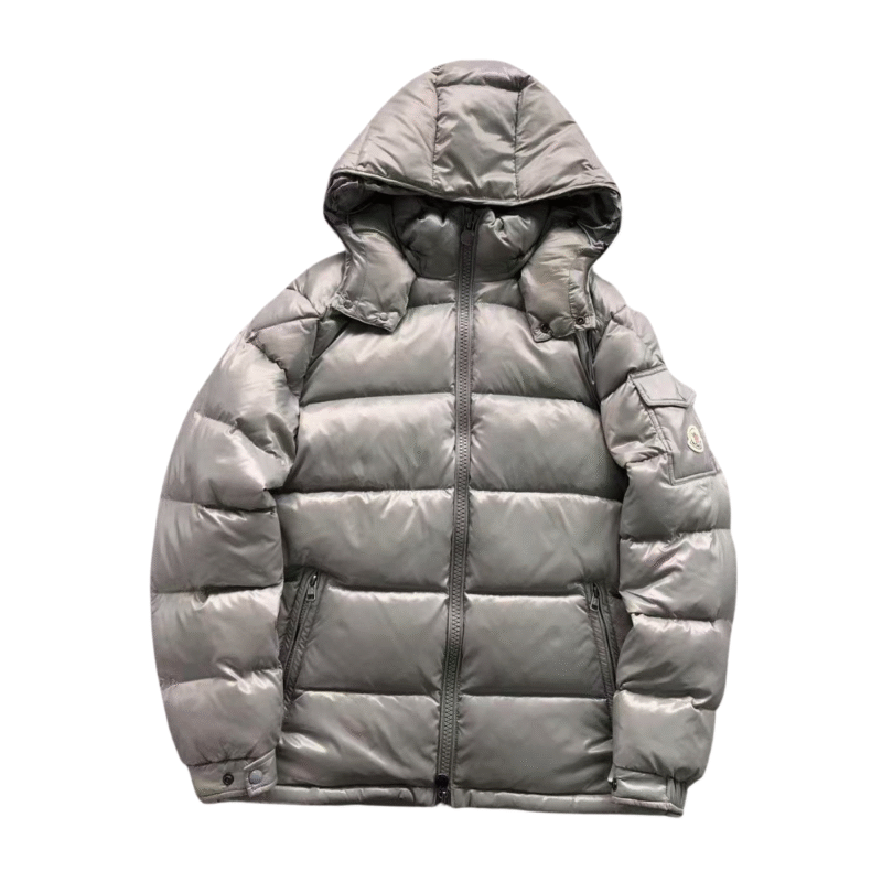Moncler Logo Puffer Jacket Grey