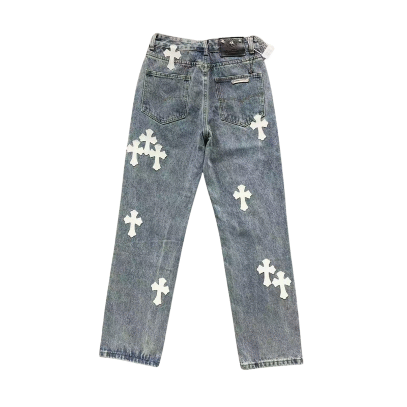 Chrome Hearts Denim Jeans White Crosses