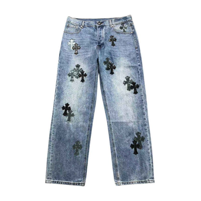 Chrome Hearts Denim Jeans Black Crosses