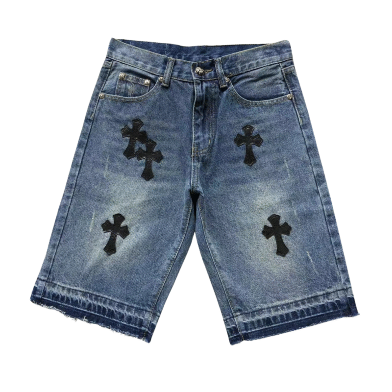 Chrome Hearts Denim Shorts Black Crosses