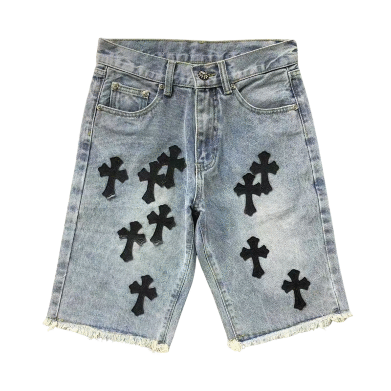 Chrome Hearts Denim Shorts Black Crosses