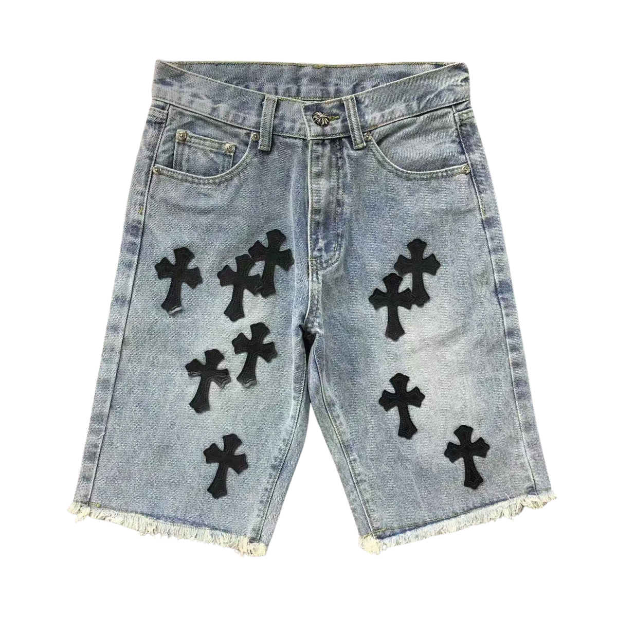 Chrome Hearts Denim Shorts Black Crosses