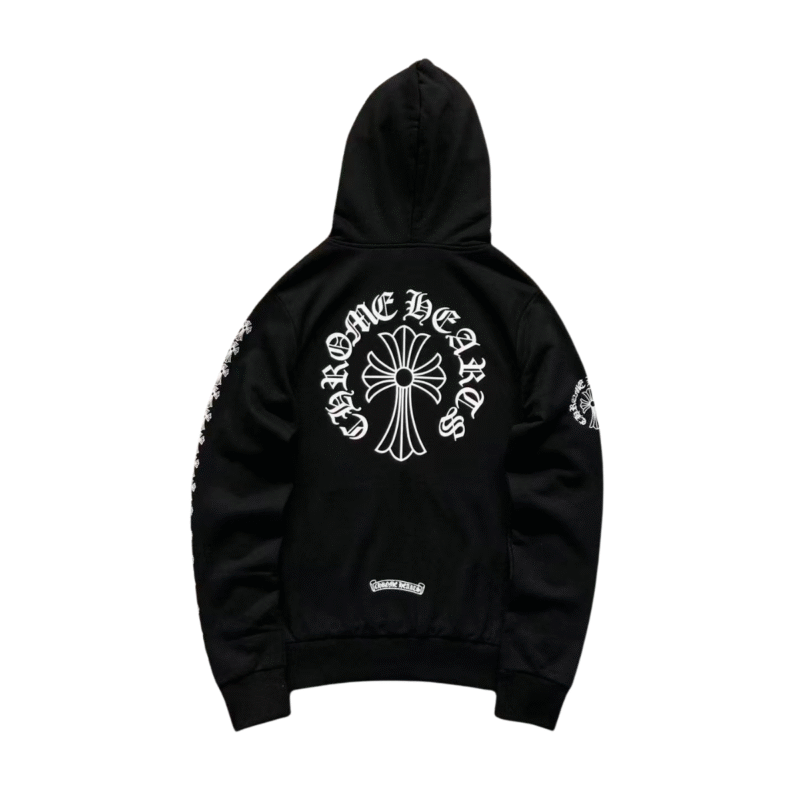Chrome Hearts Logo Zip Up Hoodie Black