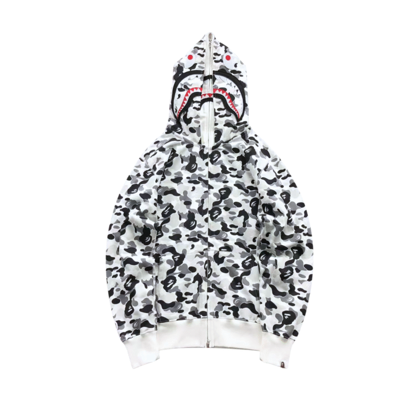 Bape Camo Hoodie White Grey
