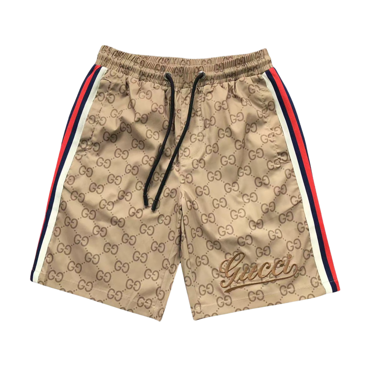 Gucci Print Logo Shorts Beige
