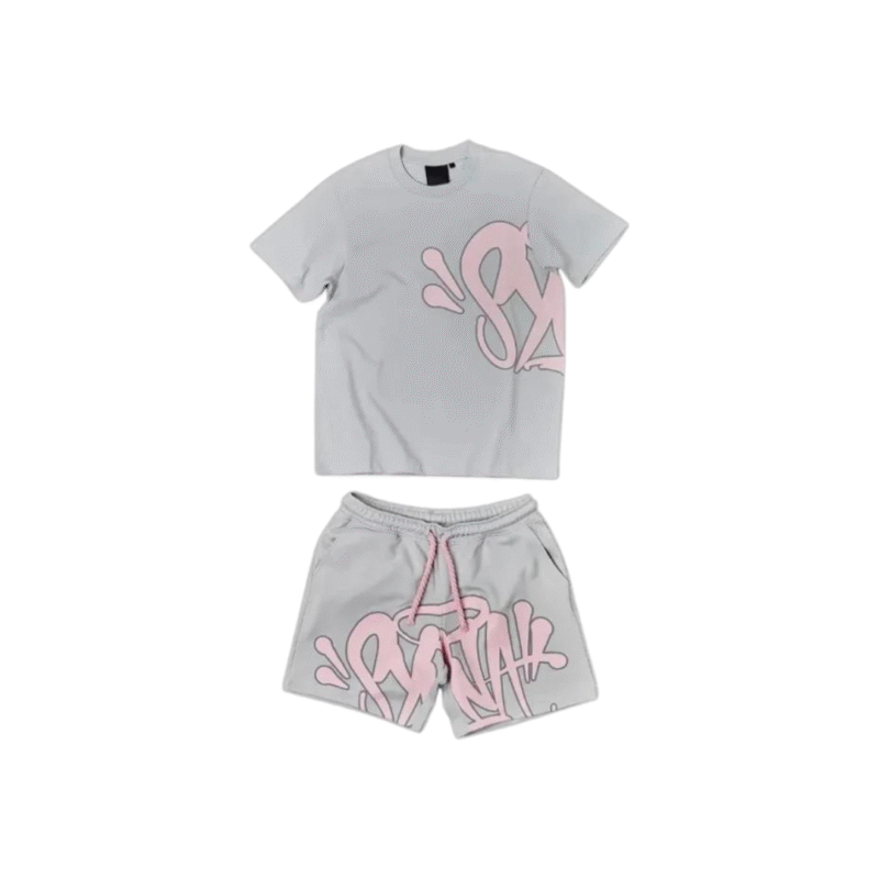 Syna World T-Shirt & Shorts Set Grey Pink