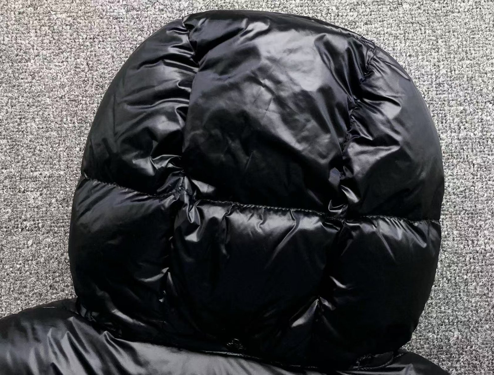 Moncler Logo Shiny Puffer Jacket Dark Navy - Image 13